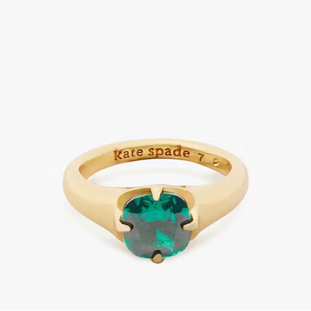 NWT kate spade Pop of Joy Solitaire Ring in Emerald choose size 6 or 8
